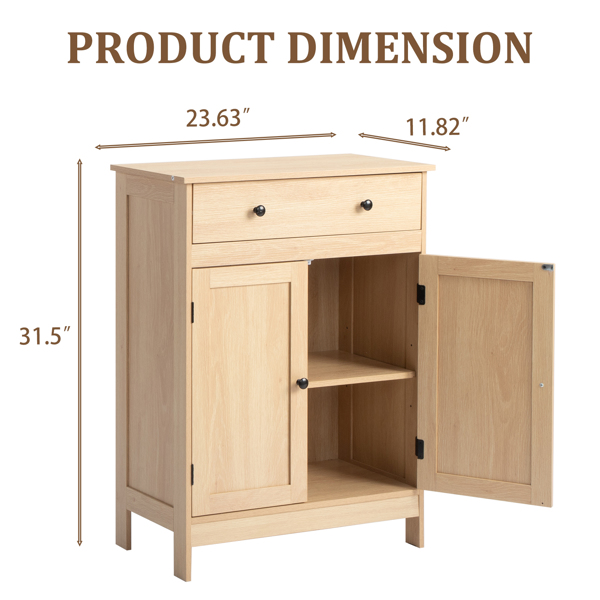 原木色 刨花板三胺贴面 60*30*80cm 双门 单抽 浴室立柜-2