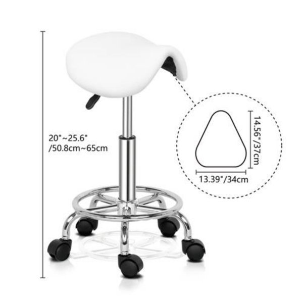 半PU皮 SGS认证气杠 尼龙轮 150kg 黑色 技师凳 马鞍形坐垫 哈哈脚-28