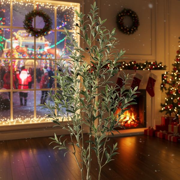 5英尺白色人造圣诞树自然假树室内节日装饰易护理人造冷杉用于家庭全年节日展示圣诞节礼物免维护圣诞树FBA发货-12