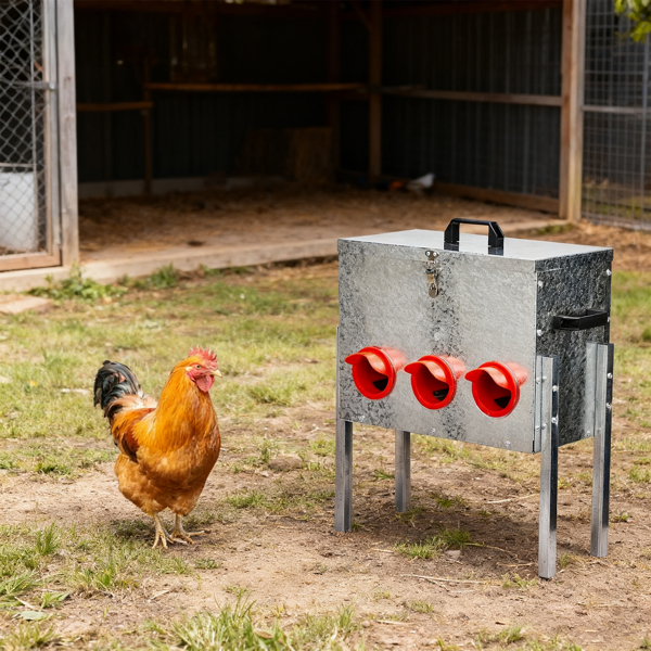 6口 48*30*54cm 方形+底脚 银+红 全拆装 镀锌板+塑料 喂食用品-10