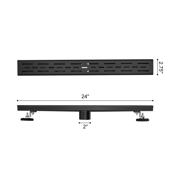 24英寸不锈钢线性淋浴地漏，含毛发过滤器与调平脚-8