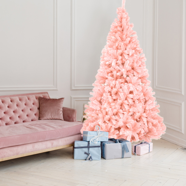 6ft 粉色 1000枝头 PVC材质 圣诞树-28