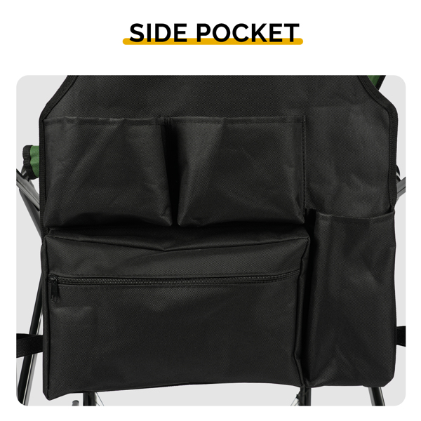 26in 黑铁管 深绿/黑色布面 喷塑铁扁管 铁导演椅 120kg 无便携袋-7