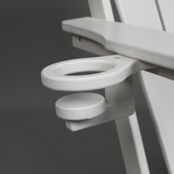 折叠式阿迪朗达克椅，带双杯架 - 木纹复合材料阿迪朗达克椅 - 白色-10