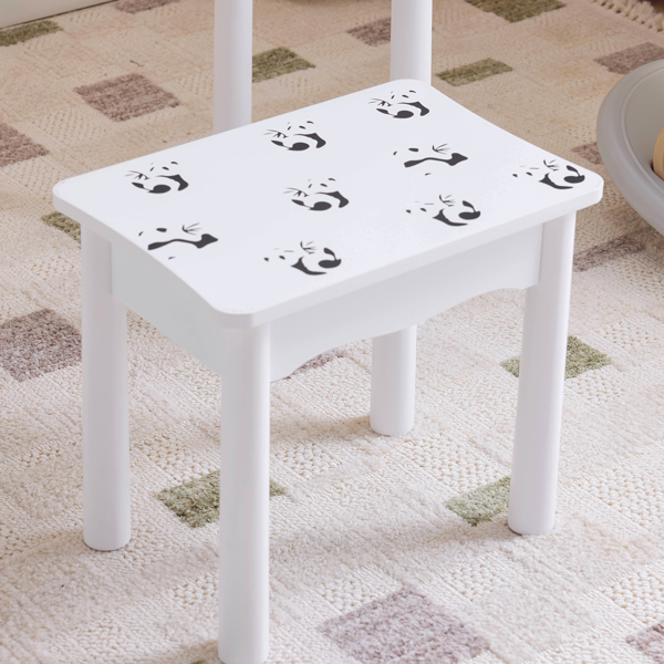 黑白熊猫 密度板喷漆 实木腿 1抽 儿童梳妆桌套装 LED三色调光触摸开关-6