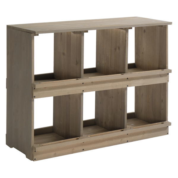 35.5*27*14.5inch 6隔间 灰 平顶双层 杉木 喂食用品-12