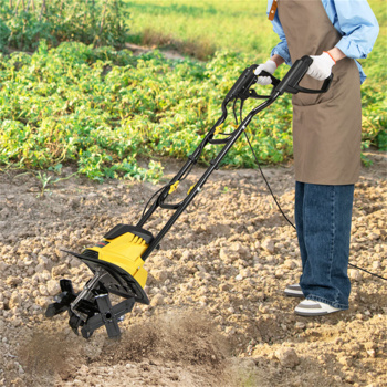 10安培电动耕耘机-380转花园耕耘机，带4个刀片，14英寸工作宽度和可折叠手柄