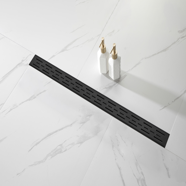 36英寸不锈钢线性淋浴地漏，含毛发过滤器与调平脚-6