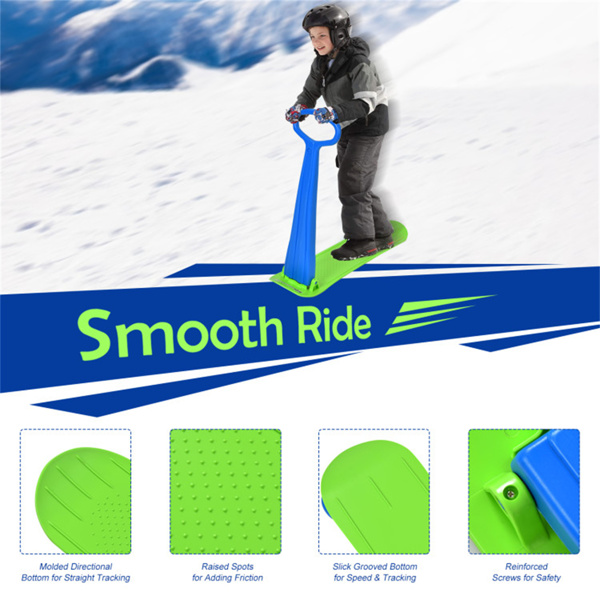 安全儿童雪地滑板车-凸起防滑点，定向底部，易于转向和平衡-蓝色-5