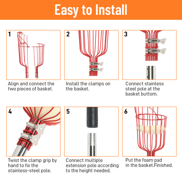 13FT 红色 摘果器 拼接  不锈钢 杆式工具-9