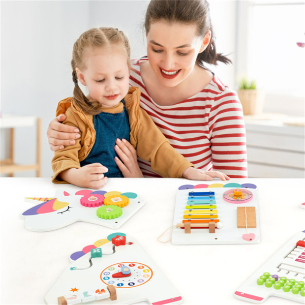 11合1恐龙活动墙忙碌板面板——木质感官玩具白色-6