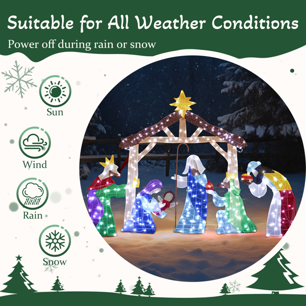 210*34*155CM   房子耶稣诞生   2D 白灯 葱布   24V  3.6W 圣诞灯饰耶稣-9