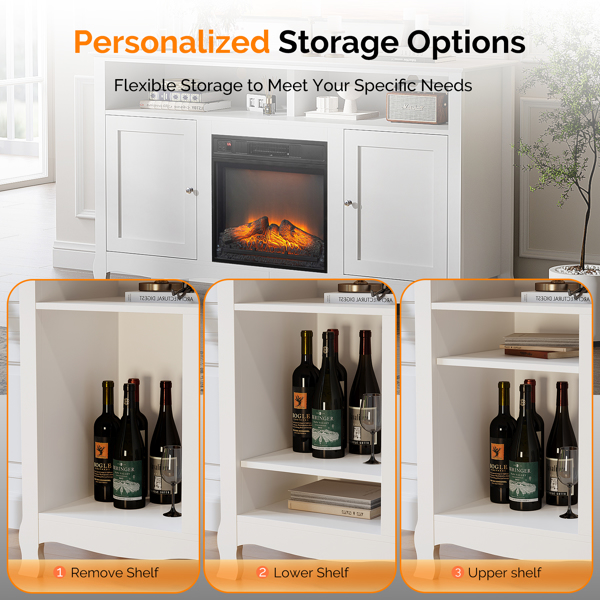 58寸白色法式弯腿壁炉柜 147.3*40.00*86.4cm 18寸壁炉芯-7