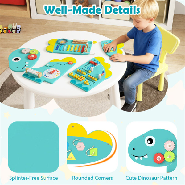 11合1恐龙活动墙忙碌板面板——木质感官玩具绿色-10