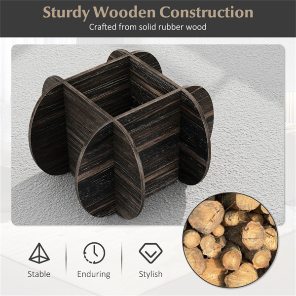 35英寸圆形钢化玻璃咖啡桌-8毫米耐热/耐刮擦桌面，深色乡村橡木-5