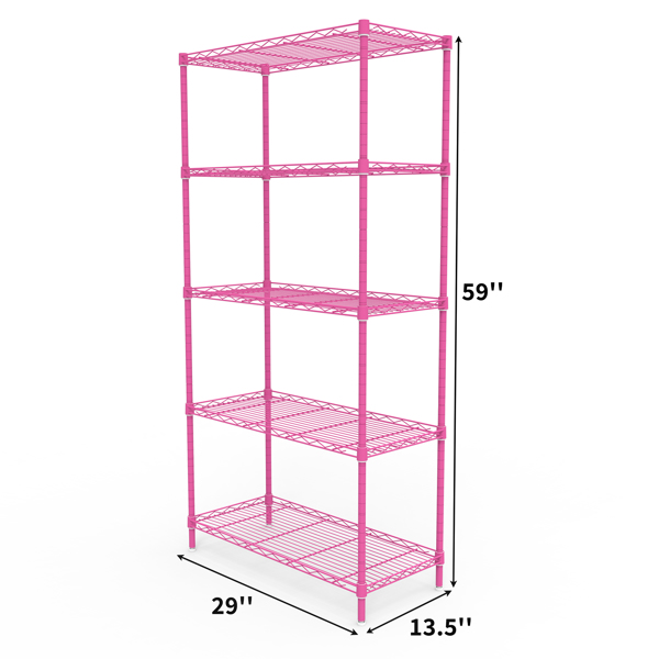 5层 可自由调节层间距  带调节脚 展示架 铁 74*34*150cm 喷粉哑光芭比粉-4