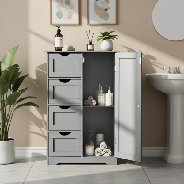 灰色 密度板三胺贴面 56*30*80cm 4抽 1门 浴室立柜-3