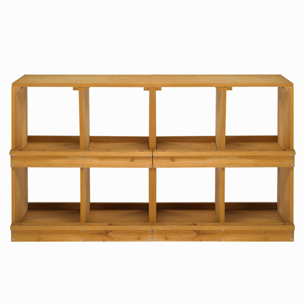 50*27*14.5inch 8隔间 普黄 平顶双层 杉木 喂食用品-2