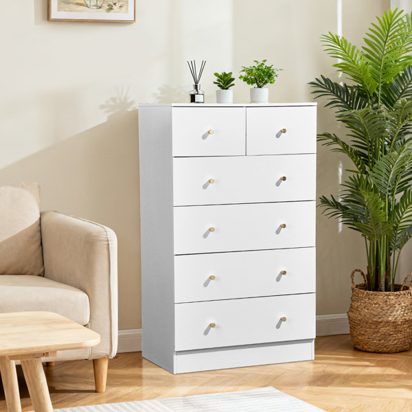 白色 刨花板 贴麻面三胺 66*40*111cm 4+2抽 抽屉柜 哑金把手-7