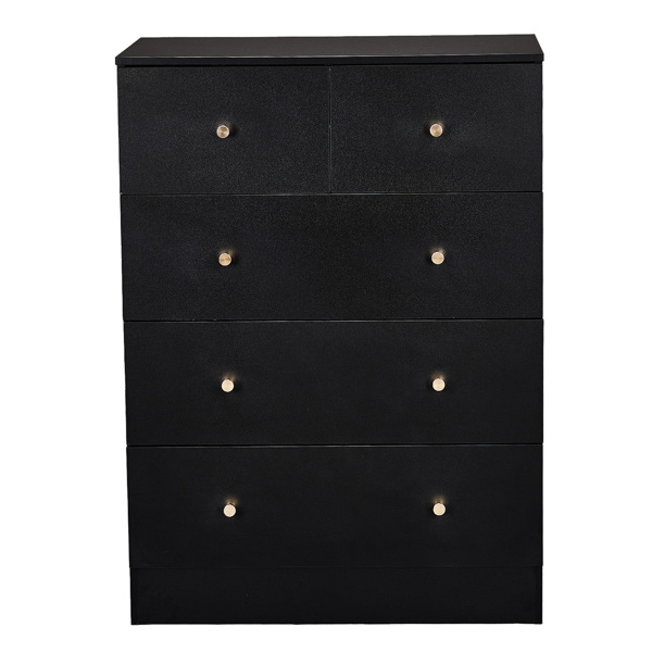 黑色 刨花板 贴麻面三胺 66*40*91cm 3+2抽 抽屉柜 哑金把手-3