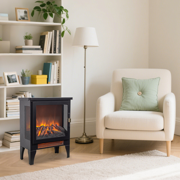17英寸独立式电壁炉炉灶取暖器，带3D火焰效果，黑色-5