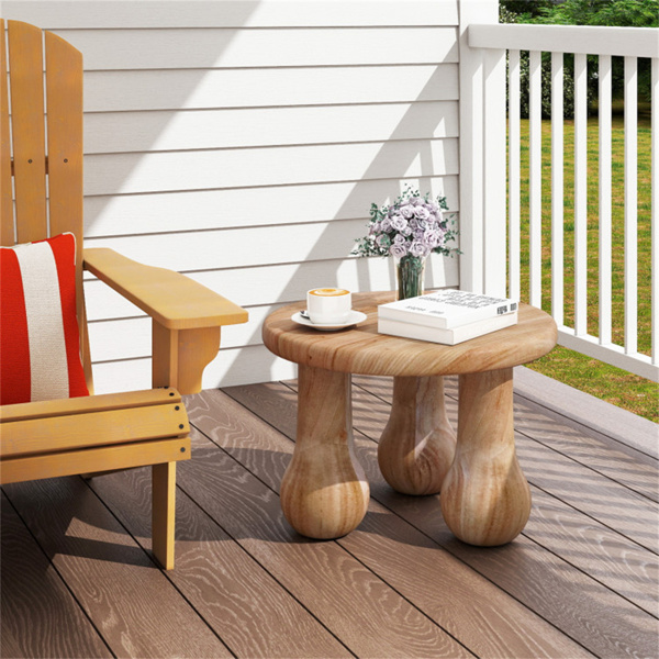 24英寸圆形桃花心木装饰桌-实木，承重110磅，室内/室外使用，天然-3