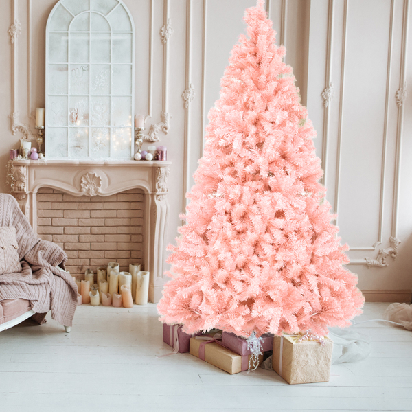 7ft 粉色 1400枝头 PVC材质 圣诞树-4