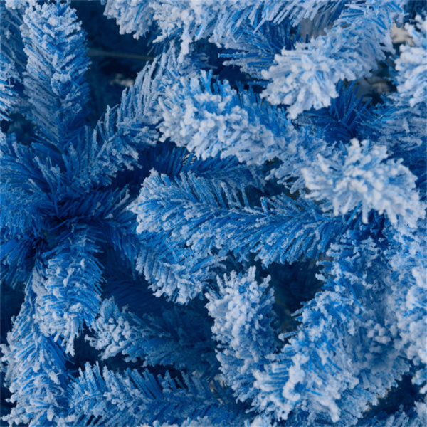 8英尺植绒圣诞树（白色和蓝色）-1774枝梢，防火PVC，4节组件，22英寸金属支架-11