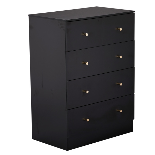 黑色 刨花板 贴麻面三胺 66*40*91cm 3+2抽 抽屉柜 哑金把手-10