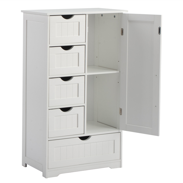 白色  密度板喷漆+刨花板三胺贴面 竖纹 56*30*95cm  4小抽1大抽 1门 浴室立柜-2