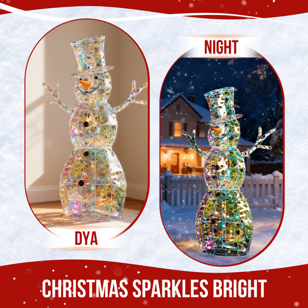 4FT  幻彩虹膜  雪人 100LED灯 暖白灯 圣诞灯饰雪人 30V 3.6W-7