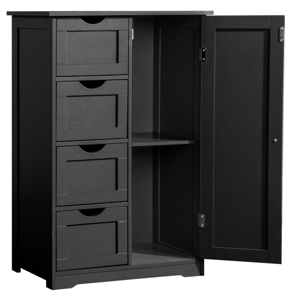 黑色 密度板三胺贴面 56*30*80cm 4抽 1门 浴室立柜-16