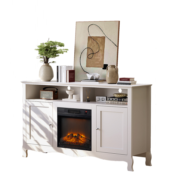 58寸白色法式弯腿壁炉柜 147.3*40.00*86.4cm 18寸壁炉芯-11