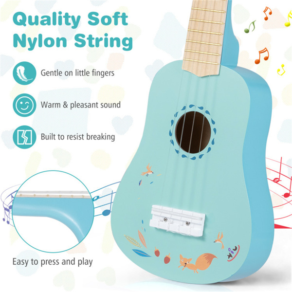 21英寸儿童尤克里里琴-轻巧紧凑的设计，优质Basswood琴身，带尼龙绳（浅蓝色）-9