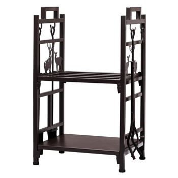 30*18*13in 双层 棕色 柴火架 铁艺