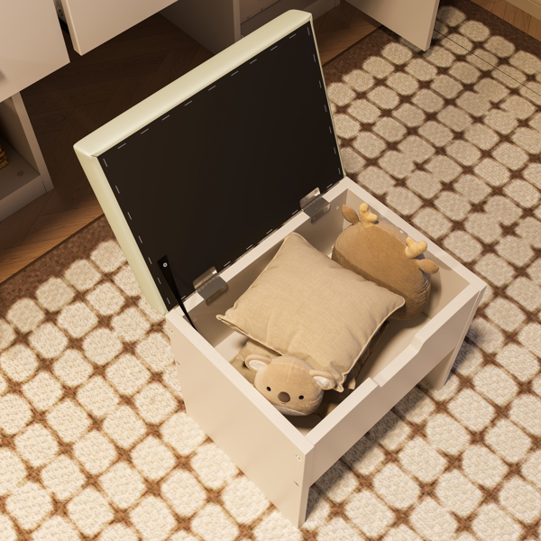 47.2英寸化妆台，带镜子和灯，梳妆台配有软垫储物凳，梳妆台带有两个收纳架、3个抽屉和2个柜子，适用于卧室，白色-12