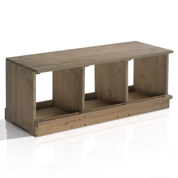 35.5*14.5*14inch 3隔间 灰色 平顶双层 组装 杉木 喂食用品-15