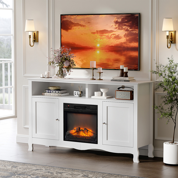 58寸白色法式弯腿壁炉柜 147.3*40.00*86.4cm 18寸壁炉芯-13