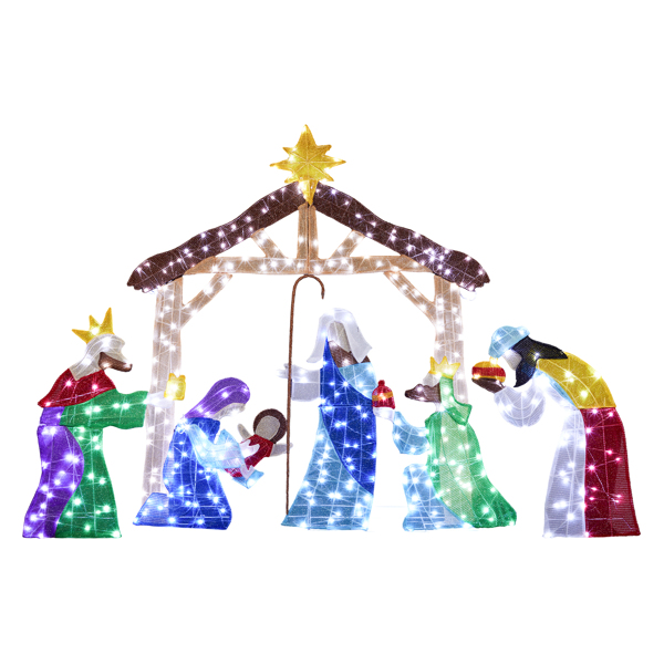 210*34*155CM   房子耶稣诞生   2D 白灯 葱布   24V  3.6W 圣诞灯饰耶稣-13