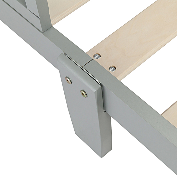 儿童带护栏木床-灰色-3