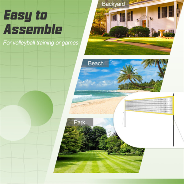 32'x3'重型排球网套-3级可调杆、防下垂绞车、全包配件-黄色-7