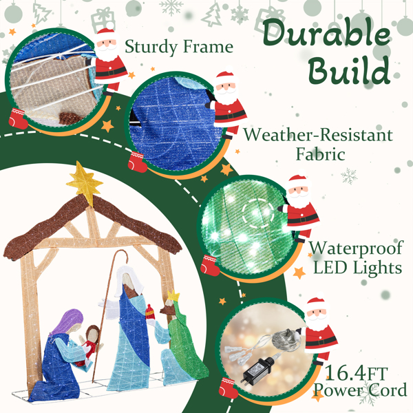 210*34*155CM   房子耶稣诞生   2D 白灯 葱布   24V  3.6W 圣诞灯饰耶稣-8