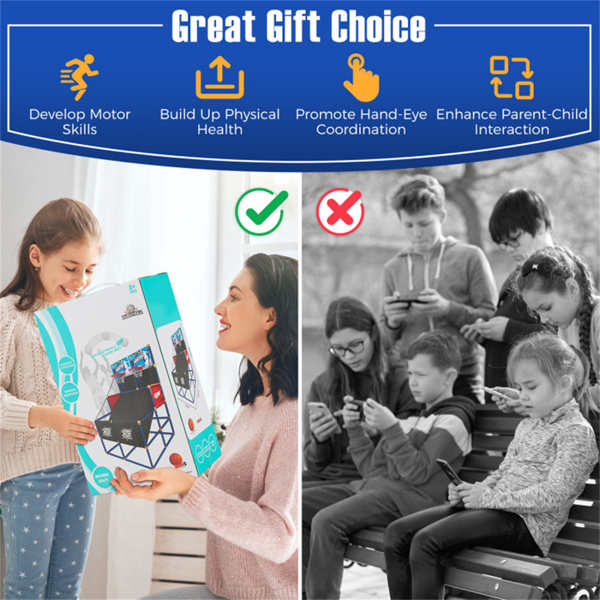 双射击儿童篮球街机游戏-2个背板+4个PVC球+打底球，3岁以上，黑色+蓝色+红色-3