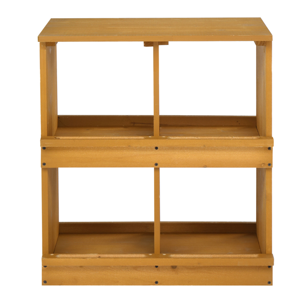 26*23.5*15.5inch 4隔间 普黄 平顶双层 杉木 喂食用品-2