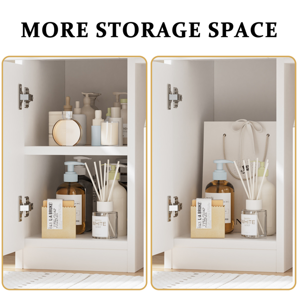 带镜子和灯的化妆台，白色梳妆台，带电源插座和3种照明模式，梳妆台套装，带柜子、抽屉、搁板和储物凳，适用于卧室-6