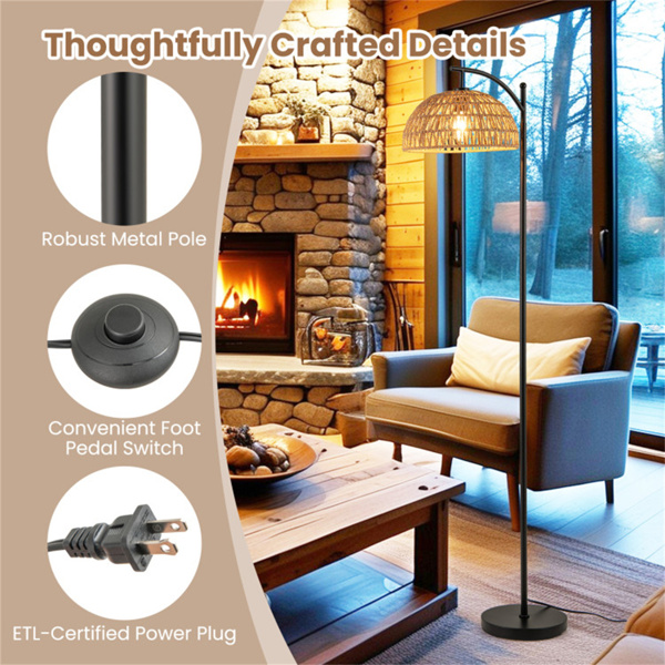 带脚踏开关的落地灯-稳定底座8°稳定性测试，黑色金属和纸绳-10