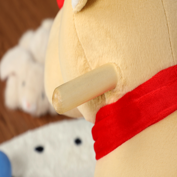 儿童骑乘摇摇马玩具，带摇篮曲，麋鹿造型，配有手偶和安全带，适合1-3岁儿童，柔软毛绒面料，杏色，通过CPC认证-18