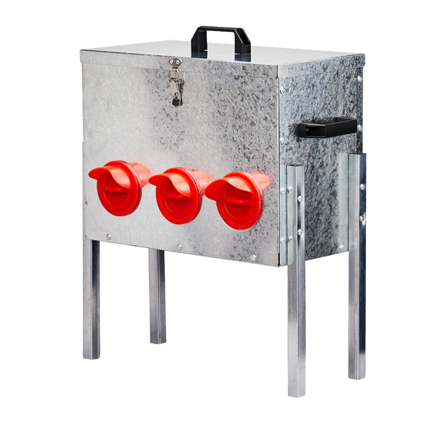 6口 48*30*54cm 方形+底脚 银+红 全拆装 镀锌板+塑料 喂食用品-1