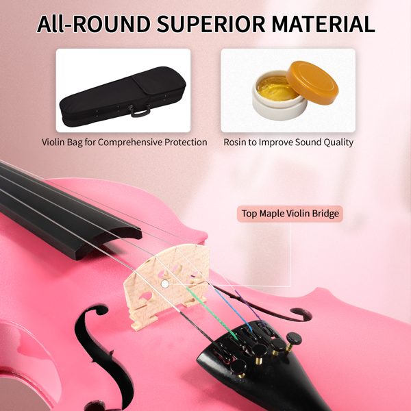 4/4 粉色小提琴 盒 弓子 松香-14