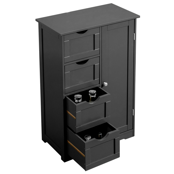 黑色 密度板三胺贴面 56*30*80cm 4抽 1门 浴室立柜-13